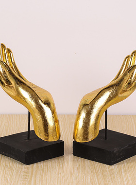 泰国进口工艺品东南亚软装木雕金箔佛手电视柜摆件玄关办公室装饰