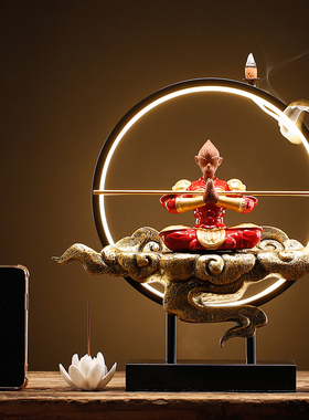 中式斗战胜佛悟空齐天大圣禅意摆件创意灯饰玄关卧室书房客厅装饰