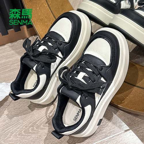 森马女鞋板鞋女厚底增高小白鞋2025冬季新款时尚运动休闲鞋子女款 - 图1