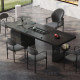 High-end villa owner's office integrated reception tea table light luxury modern high-end slate tea table and chair combination