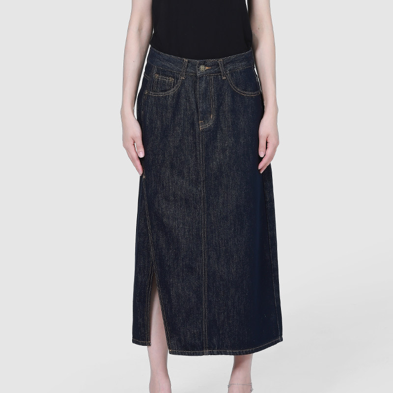 Petit Bari开叉牛仔半身裙 高腰中长显瘦通勤松弛感 显腿长不束缚,淘宝优惠券,粉丝福利购,淘宝优惠卷