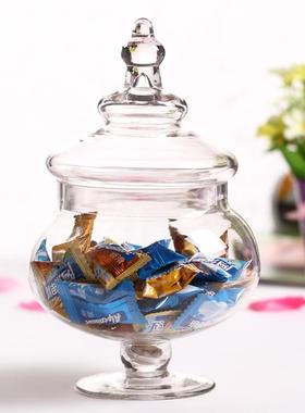 时尚婚庆玻璃糖缸糖果罐干果盒储物罐 家居摆饰工艺品厂家