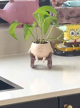 笑脸陶瓷摇摇花盆治愈系解压