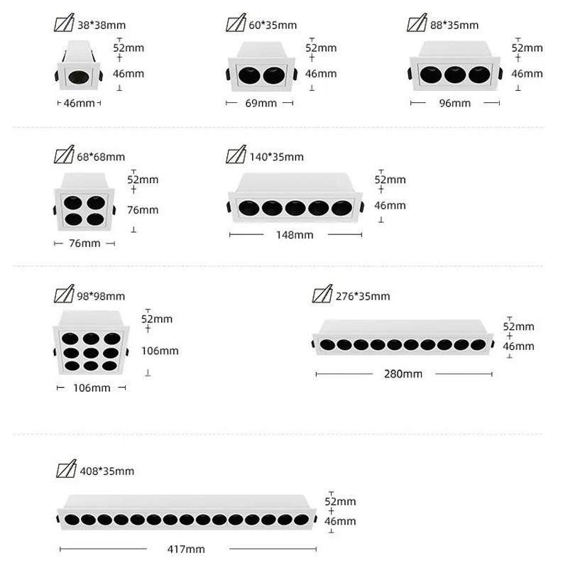 长条射灯led嵌入式格栅灯中高端客厅无主灯多头长方聚光防眩射灯,淘宝优惠券,粉丝福利购,淘宝优惠卷
