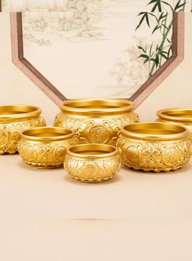 全铜聚宝盆摆件纯铜实心八福大小号招财聚财黄铜米缸客厅开业礼品