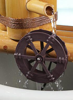 陶瓷鱼缸流水竹循环水摆件竹管流水装置石槽圆槽财富过滤器办公室