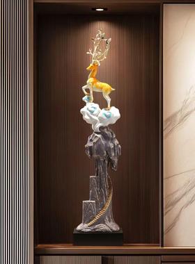 步步高升招财鹿摆件细长竖高玄关电视柜壁龛装饰高档乔迁新居礼品