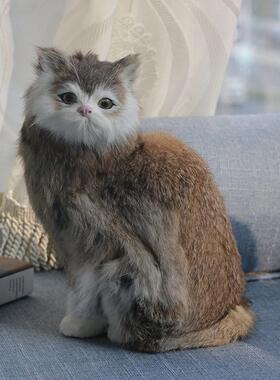 仿真猫模型大蹲猫家居装饰摆件桌面宠物花猫狸猫动物模型创意礼物