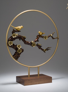 速发 全铜摆件《喜上眉梢》铜摆艺品家居饰品工客厅 软装 件