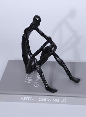 现代简约人物雕塑摆件创意看书读书软装饰品客厅书房桌面样板房间