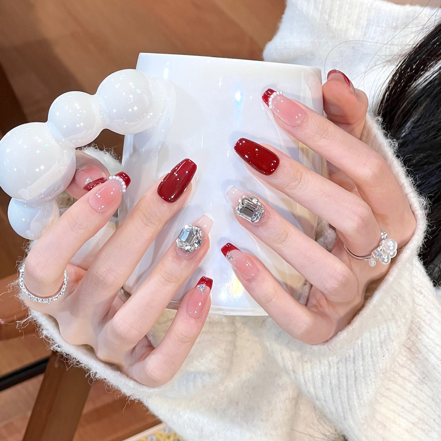 植兔爱心烟花美甲穿戴甲高级感猫眼短款新年波点显白美甲手工贴片,淘宝优惠券,粉丝福利购,淘宝优惠卷