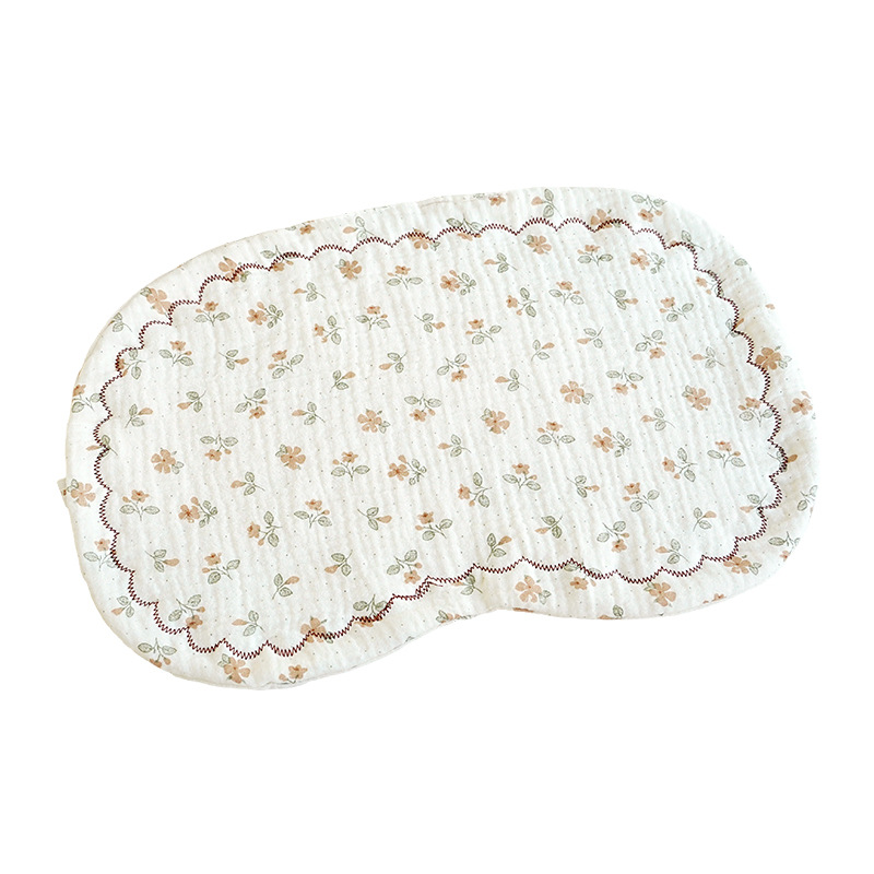 新生儿枕垫婴儿枕头宝宝椭圆形平枕八层纱布枕垫防吐奶枕巾云片枕 - 图2