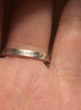 925银银色点钻字母素圈戒指新款精致情侣对戒小众设计指环饰品