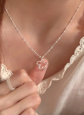 925银银色镂空珠珠链花朵项链女新款轻奢ins风小众锁骨链饰品定制