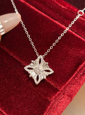 925银法式浪漫鸢尾四叶草项链新款复古轻奢小众设计锁骨链饰品