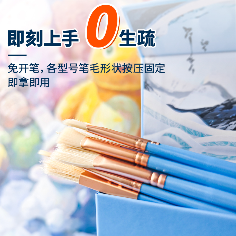 正极新款赋神木杆水粉笔乘风破浪套装勾线扇形猪鬃尼龙美术生专用 - 图2