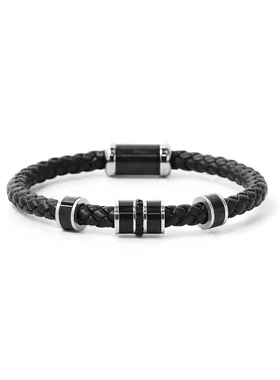 mustkoo/玛诗杜复古雕花编织绳手绳钛钢手链转运珠情侣男女轻奢