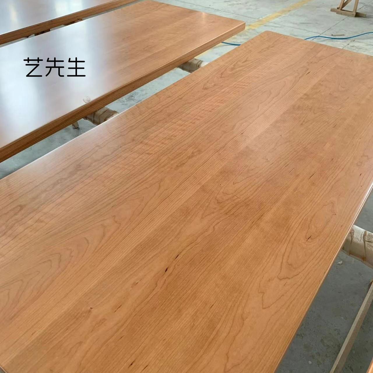 北美樱桃木板定制实木原木板台面吧台板飘窗餐桌办公桌面岛台板桌 - 图0