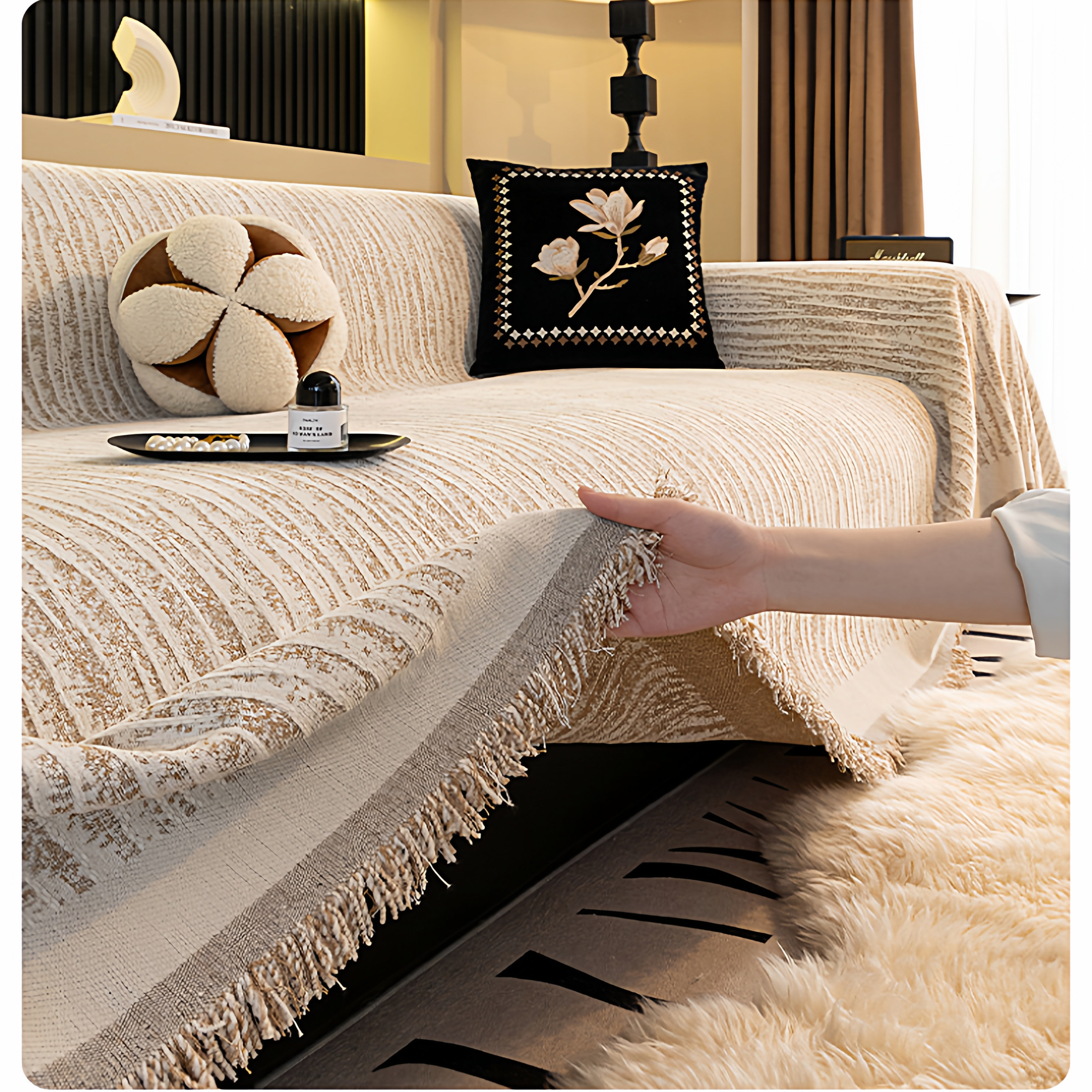 奶油风四季通用沙发套罩雪尼尔沙发盖布巾防滑毯子坐垫全包万能套,淘宝优惠券,粉丝福利购,淘宝优惠卷