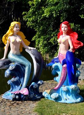 大型玻璃钢美人鱼人物雕塑游乐园水池海洋世界卡通热带鱼海马摆件