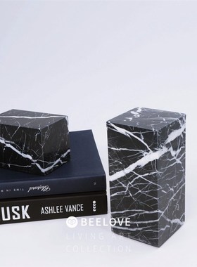 极简天然大理石书立北欧简约创意书挡样板间软装饰品摆件雕塑底座