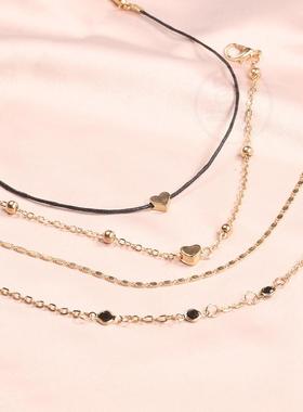 。Jewelry fashion love rope wearing black Turquoise 4-piece