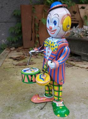 MS363小丑打鼓铁皮复古怀旧个性装饰摆件摄影道具铁皮玩具