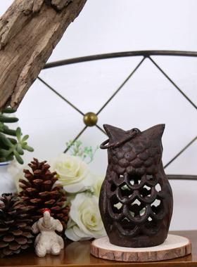 欧式复古风灯蜡烛台猫头鹰铁艺景区园艺灯笼挂件壁挂灯手工制作