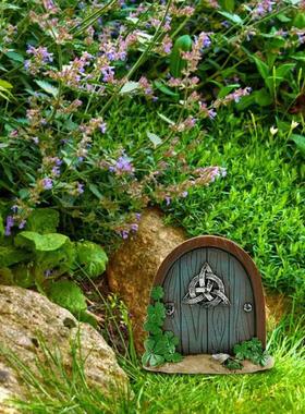 精灵仙女门童话门庭院木制树木装饰 木质摆件花园装饰品 工艺品