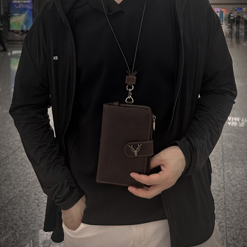 真皮防盗刷护照包钱包一体男士卡包旅行登机牌护照夹收纳包多功能 - 图1
