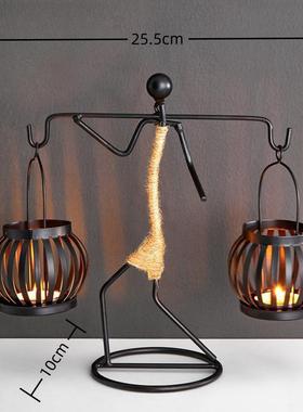 跨境铁艺烛台装饰品摆件欧式餐厅餐桌氛围灯蜡烛台家居金属工艺品