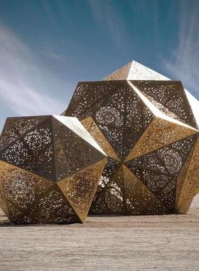 不锈钢雕塑圆球景观灯售楼部水景镂空装饰球LED组合小品艺术灯