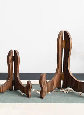 跨境茶架实木普洱茶展示架新中式茶饼架小型茶托支架摆件家用茶座