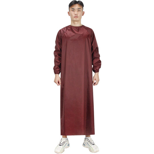 Waterproof, oil-proof, acid and alkali-resistant long-sleeved apron blouse for adults and men and women working at home, Korean style reverse-back top