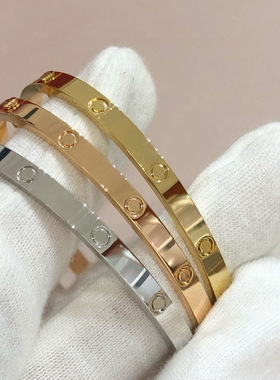 高版卡家窄版手镯男女18k玫瑰金六钻十钻螺丝刀手环高级感不掉色