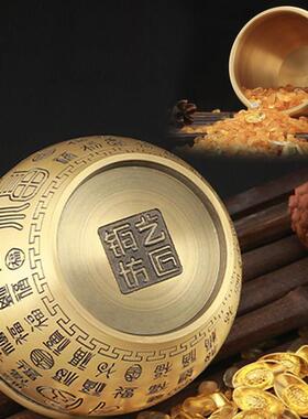 纯黄铜摆件百福缸杯招财米缸香炉铜缸聚宝盆钵居家装饰办公室礼物