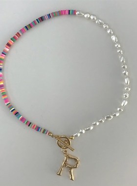 newoker Colorful Surfer Bead Collar Handmade Femme Jewelry G