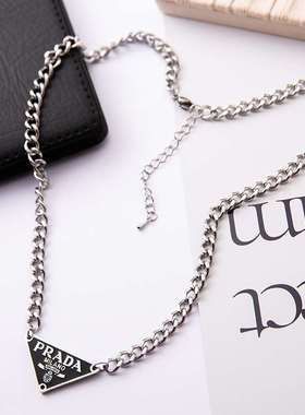 Personality Triangular Titanium Steel Necklace Letter Pendan