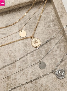 Hot sale new alloy multilayer necklace retro clavicle chain