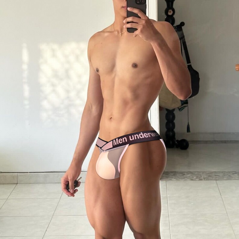 pump新款男士三角裤冰丝透明高叉三角裤性感超薄透气无痕低腰内裤 - 图0