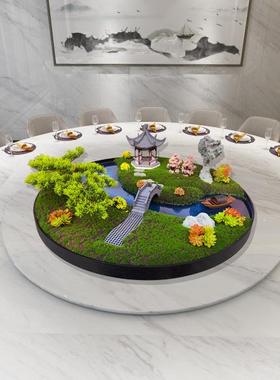 厂家酒店餐桌装饰底盘枯山水沙盘造景板材工艺品圆盘摆台底盘