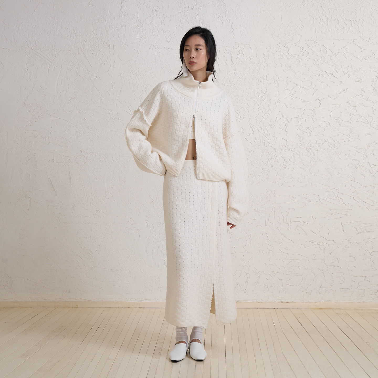 觉织Sensiyarn竹艺流苏全羊毛针织高开叉长半裙显瘦H版型JZJF009,淘宝优惠券,粉丝福利购,淘宝优惠卷