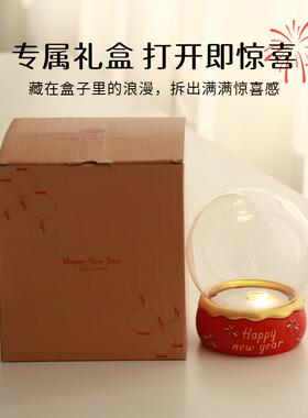 新年款水晶球DIY玻璃罩容器可免费定制文字永生花玻璃罩新年礼物