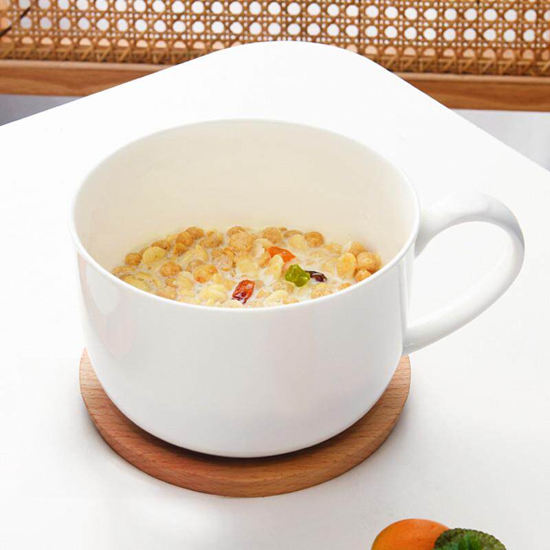 宽口燕麦杯骨瓷燕麦早餐杯牛奶杯大容量陶瓷杯子可微波炉加热酸奶