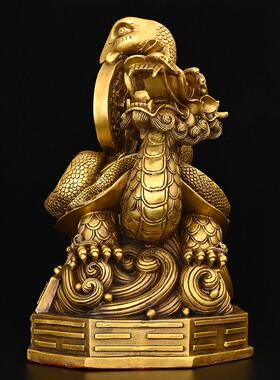 全黄铜玄武摆件四方神兽铜龟蛇工艺品办公室客厅桌面装饰工艺品