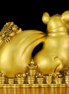 铜猪摆件生肖猪金猪福猪钱袋猪西北缺角补角家用桌面居家装饰大号