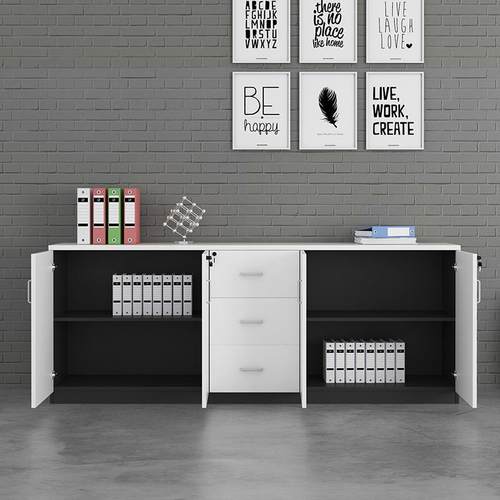 办公室文件柜资料储存矮柜地柜打印机放置柜木质靠墙小柜子窄边柜 - 图2