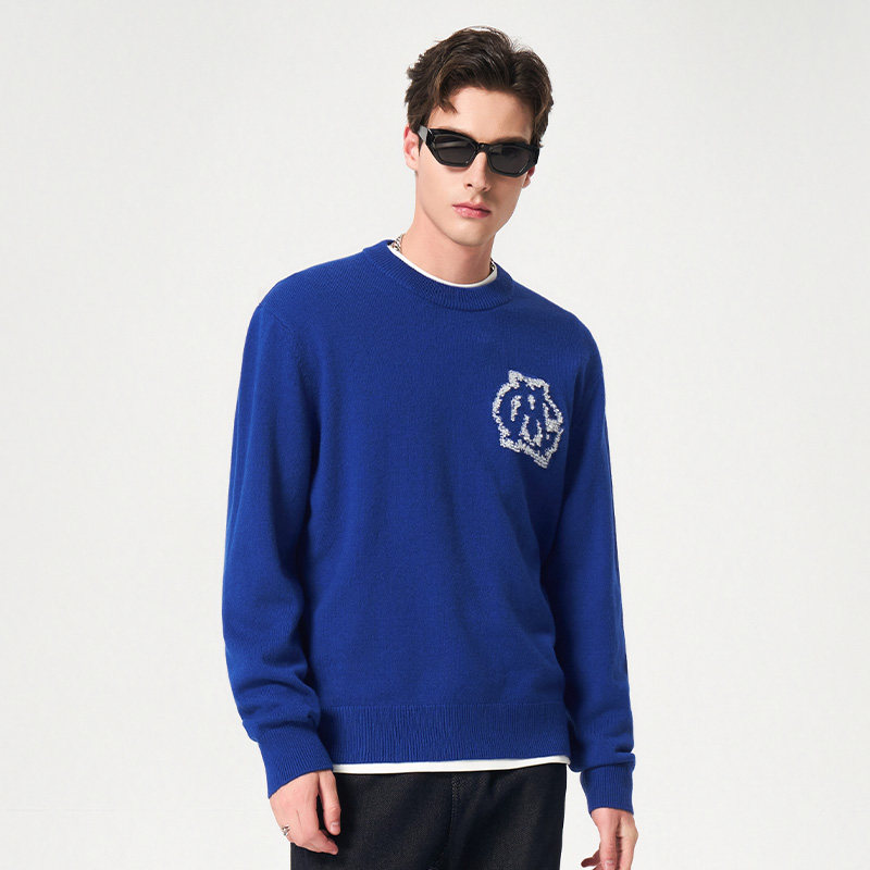 【纯羊毛】Mangano曼加龙 秋冬新款圆领毛衣针织衫美式羊毛衫男款