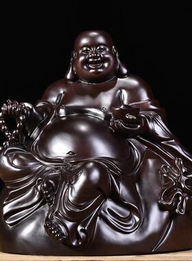 花梨木雕大肚弥勒佛像摆件实木招财布袋元宝坐笑佛工艺品客厅饰品