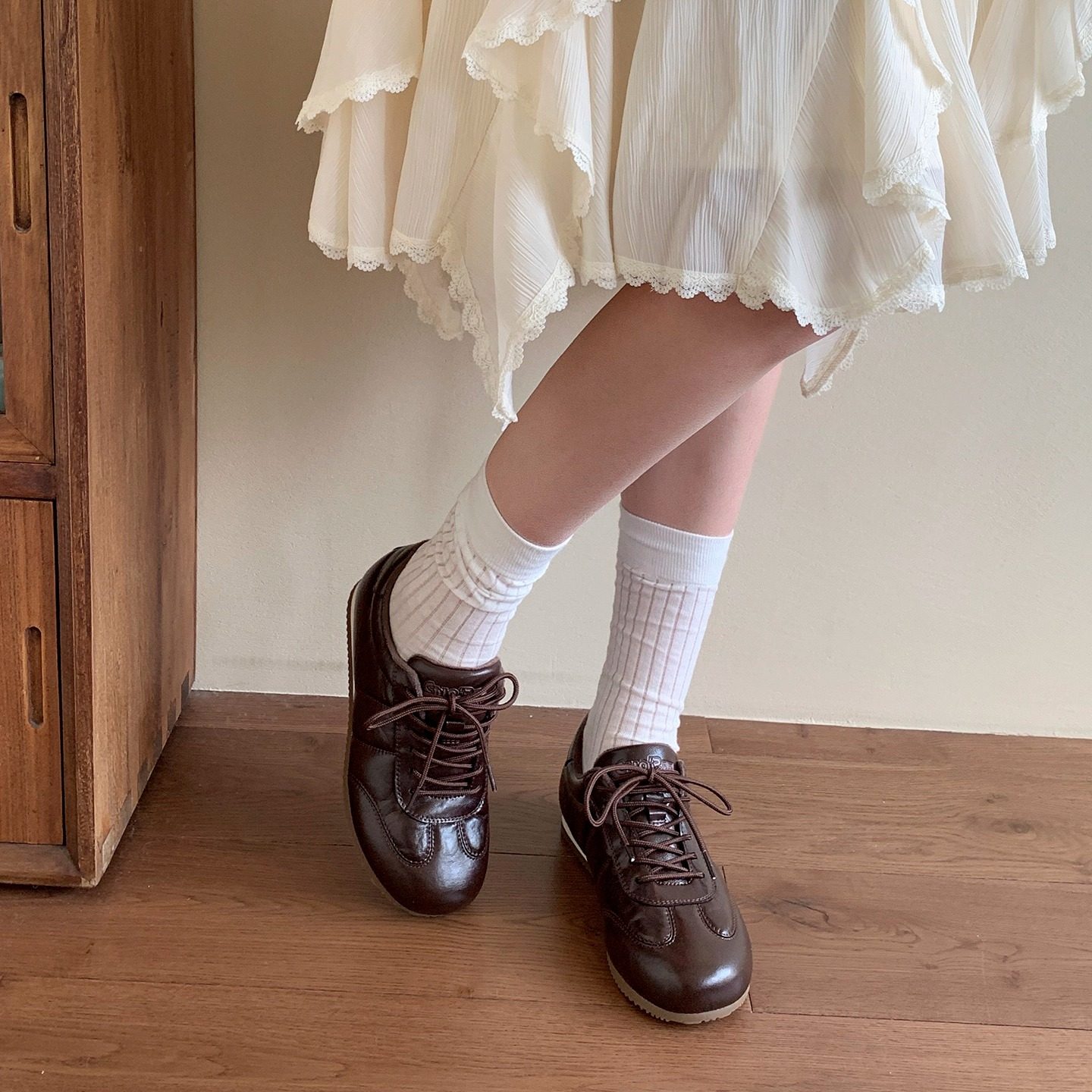 Chio2nd南风 5CM增高德训鞋复古油蜡皮运动鞋子2025新款秋冬女鞋,淘宝优惠券,粉丝福利购,淘宝优惠卷